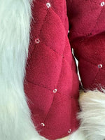 Deko Figur Bär stehend H65cm roter offener Mantel auf Feder wippend montiert