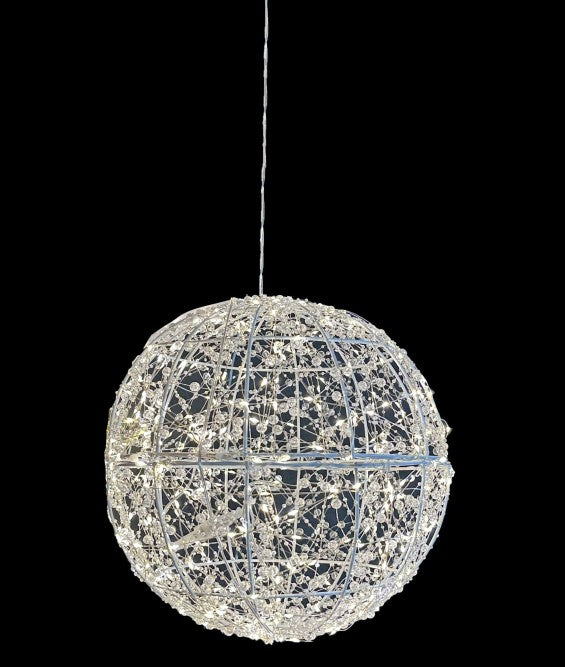 LED Deko Kugel weiss Outdoor aus Metall mit 400 LED Micro Light Durchmesser 30cm