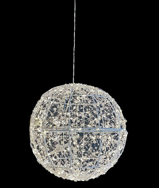 LED Deko Kugel weiss Outdoor aus Metall mit 400 LED Micro Light Durchmesser 30cm