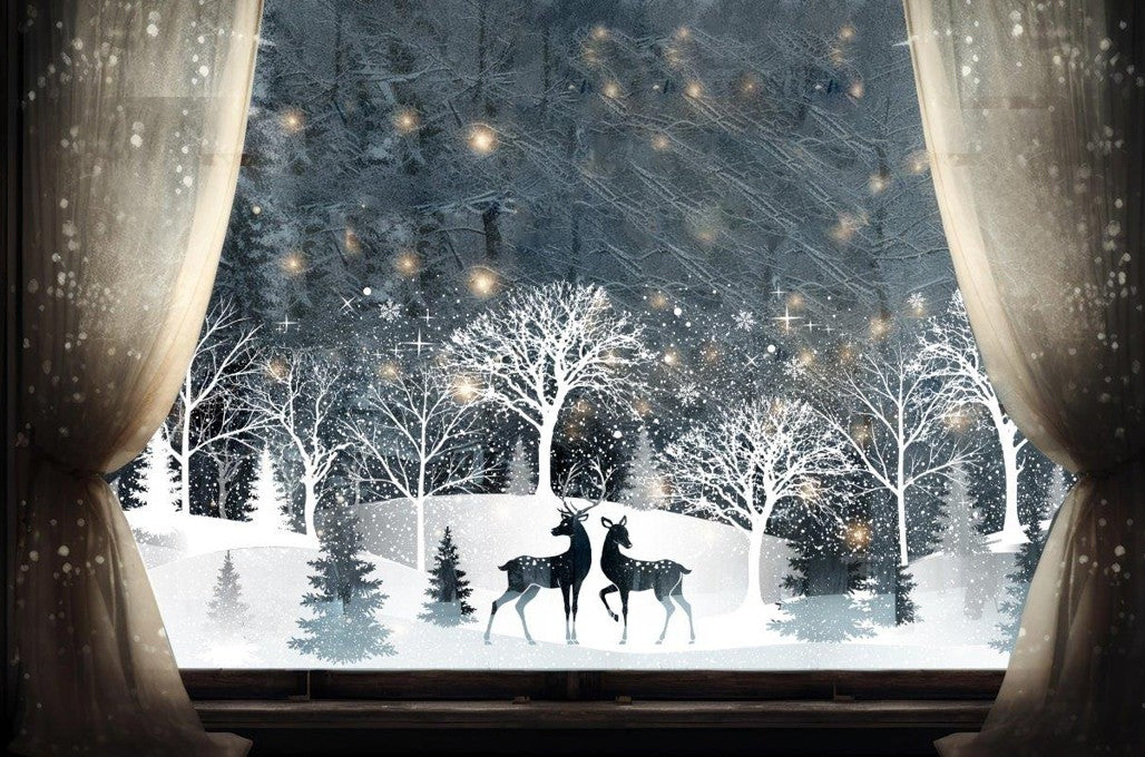 Deko Fensterfolie selbstklebend Winterlandschaft Breite 52cm Höhe 21cm