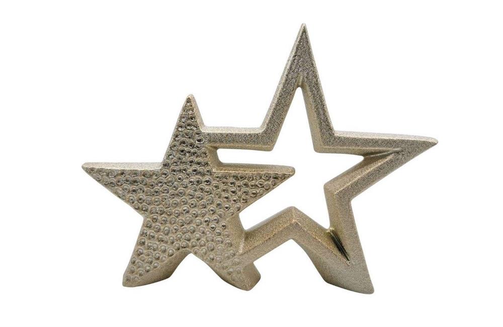 Stern Doppel aus Keramik,
Design: Gold gehämmert,
L:3cm x B:21cm x H:16cm