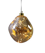 LED Glas Kugel organisch amber, transparent mit 10 LED D12cm