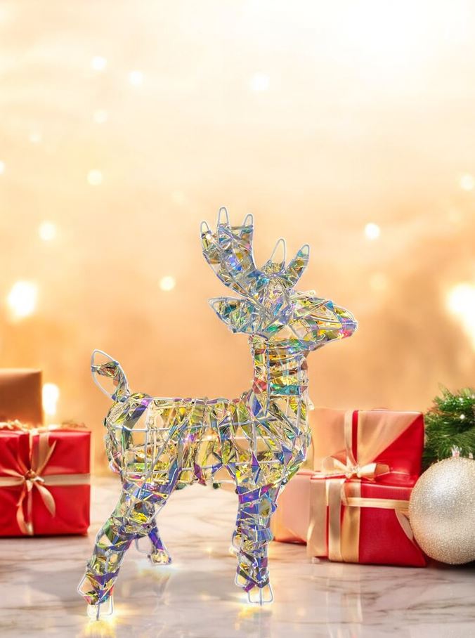 LED Rentier Candy aus Metall mit 50LED Farbige PET Streifen