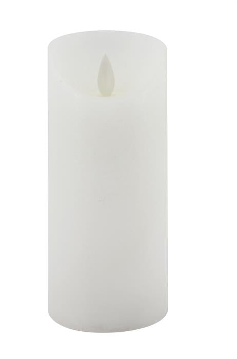 Candela a LED in cera bianca rustica con fiamma mobile
 P:7,5 cm - A:15 cm