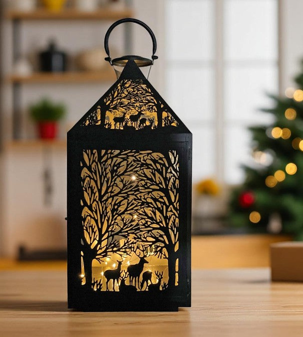 Laterne Forest 2er Set aus Metall Farbe schwarz gold