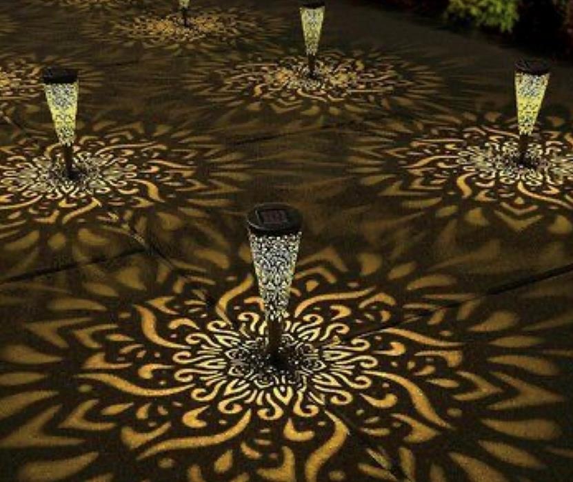 LED Solar Leuchte Metall konisch mit 1 LED zum Stecken 8x8x39cm