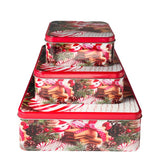 Guetzlidosen 3er Set viereckig mit XMAS Motiv Zuckerstange und Guetzli Weissblech