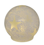 LED Glas Kugel mit 10 LED 
Motive: Stern 
Farbe: Weiss 
D:15cm H:14.5cm