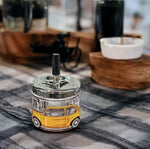 Schleuder-Aschenbecher rund D:9 H:12cm mit Design Retro Car Metall verchromt