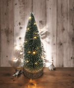LED Tannenbaum Grün auf Holzsockel H:28cm D: 11cm Mit 10 Tautropfen LED