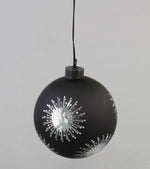 LED Glas Kugel schwarz mit Sternen mit 10 LED D12cm