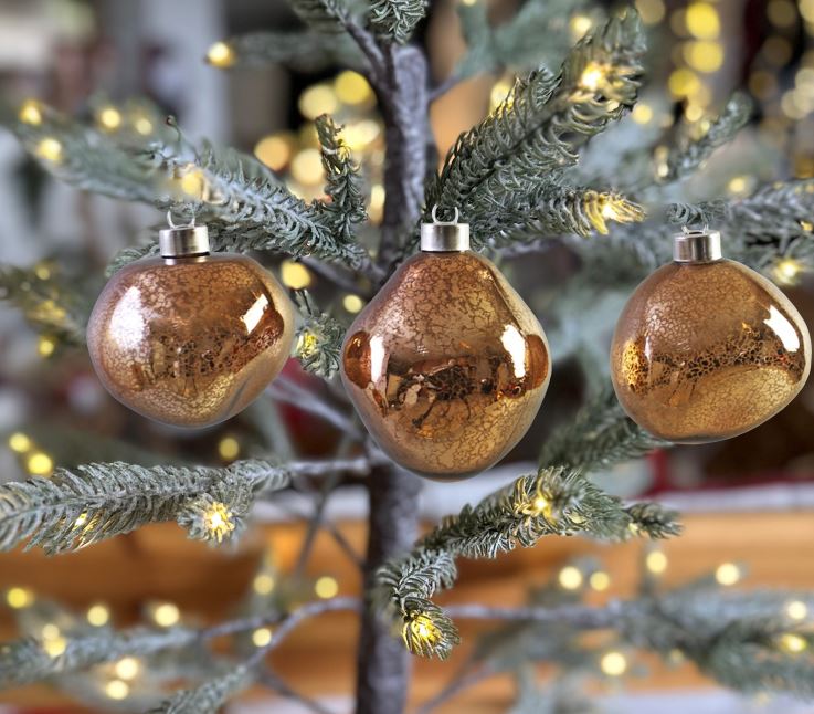 Weihnachtskugel Glas organic 3er Set braun mercury D8-9cm