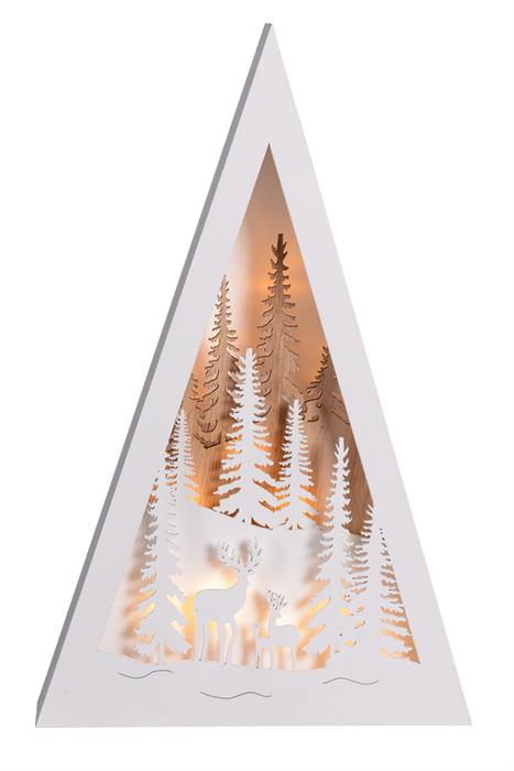 Support décoratif LED paysage d'hiver
 Triangle12 LED
 Taille: 5x25x40cm
 Bois blanc