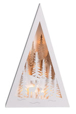 Support décoratif LED paysage d'hiver
 Triangle12 LED
 Taille: 5x25x40cm
 Bois blanc