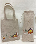Tasche Xmas aus Filz in Grau mit Weihnachtsmotiv
