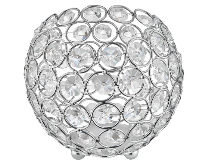 Kerzenhalter mit Strasssteinen 
und verchromtem Metallrahmen
D12cm H10.5cm