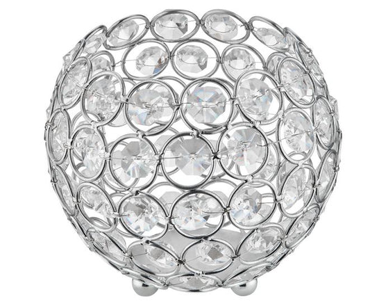 Kerzenhalter mit Strasssteinen 
und verchromtem Metallrahmen
D12cm H10.5cm