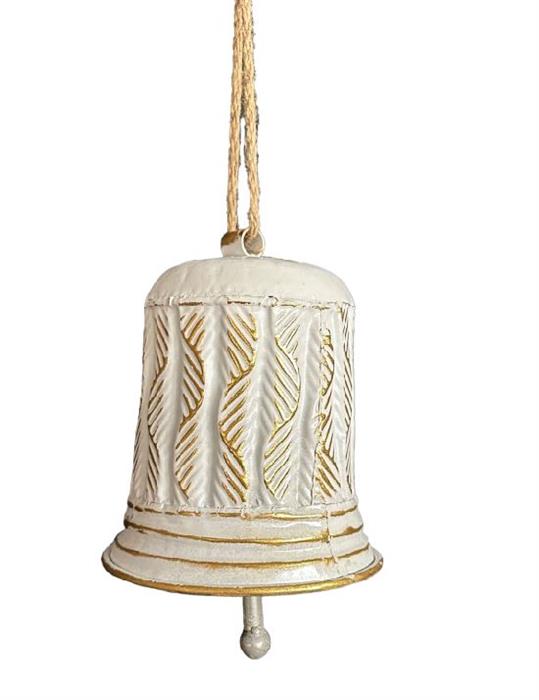 Deko Glocke aus Metall altweiss gold H19.2cm
