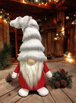 Deko Wichtel Santa stehend rot weiss mit flauschiger Mütze grau weiss