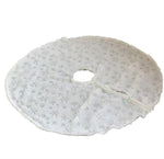 Jupe de sapin de Noël D:70cm
 Peluche blanc/argent
 avec un motif de flocon de neige