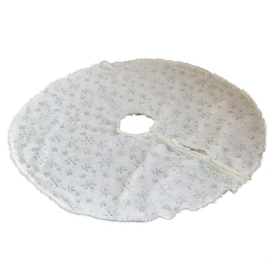 Gonna per albero di Natale D:70 cm
 Peluche bianco/argento
 con design a fiocco di neve