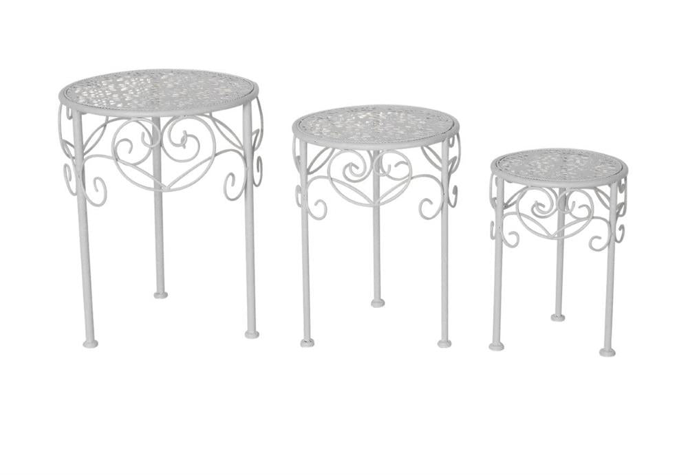 Pflanzenständer 3er Set 
aus Metall, Design Ranken,
Farbe: weiss
pulverbeschichtet