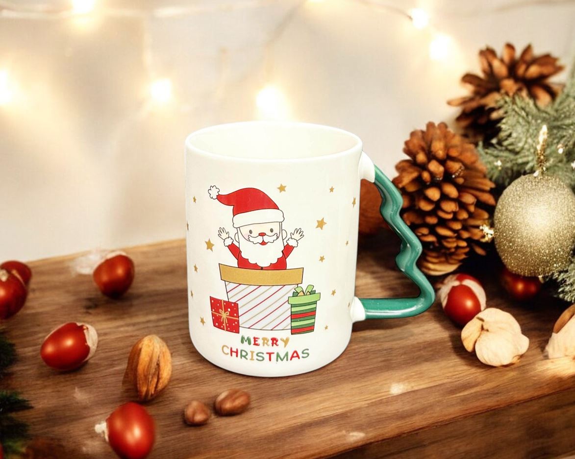 Xmas Tasse weiss mit Weihnachtsbaumhenkel H10cm