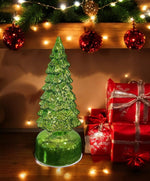 LED Glas Deko Tannbaum grün rotierend mit 15 LED