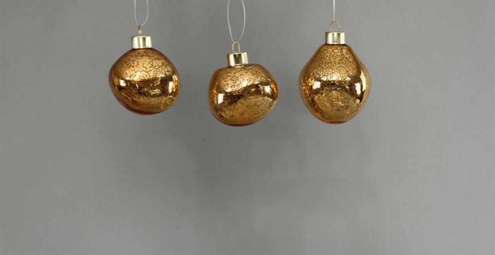 Weihnachtskugel Glas organic 6er Set gold mercury D6-7cm