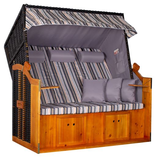 Strandkorb "Ostsee" XXL gestreift oliv/grau