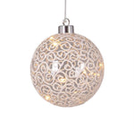 LED Glas Kugel
Hänger mit Ornament
mit 10 LED 
D:10cm