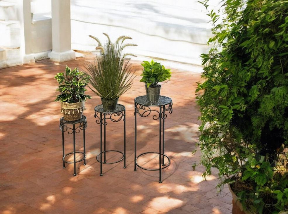 Pflanzenständer 3er Set 
aus Metall Design Ranken
Farbe: Anthrazit
pulverbeschichtet