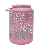 LED Solar Laterne in Rosa aus Metall D12.5cm xH17.5cm