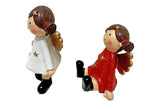 Deko Engel 2er Set Polyresin rot und weiss