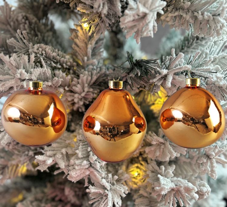 Weihnachtskugel Glas organic 3er Set apricot shiny D8-9cm
