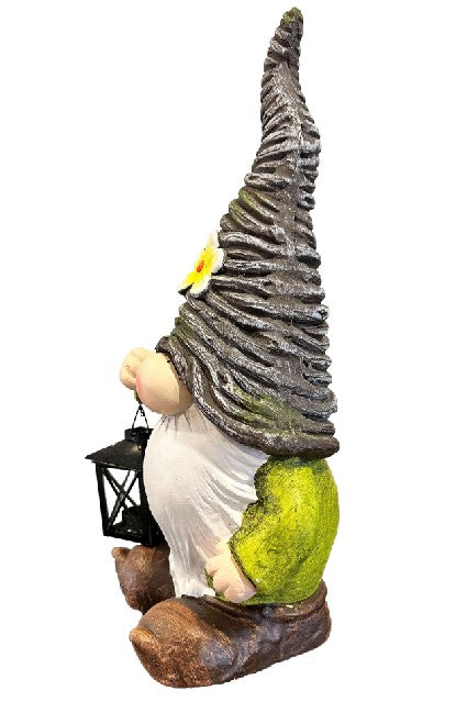 Gartenwichtel stehend mit Laterne Grösse: 17 x21 x46cm