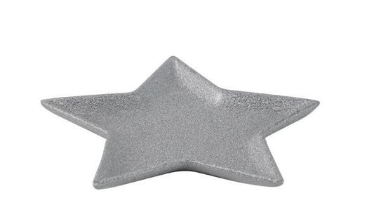 Deko Schale Stern 
aus Keramik
Farbe: Silber
D:24cm x H:2cm