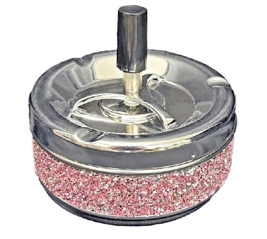 Schleuder-Aschenbecher rosa Crystal D:11 H:10cm Metall verchromt