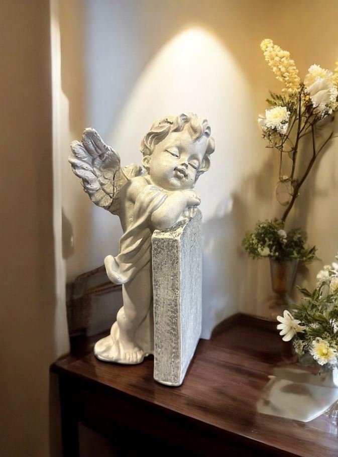 Engelfigur stehend an Grabstein H16cm