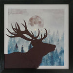 LED Bild aus Canvas
mit Holzrahmen 
Motiv: Hirschkopf  
mit 30 Fibre Optic LED