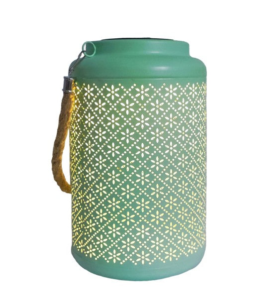 LED Solar Laterne in Grün aus Metall D15.5cm H25.5cm