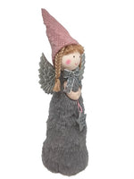 Deko Engel stehend mit Sternanhänger
D:7cm x H:25 cm
Farbe: grau/rosa