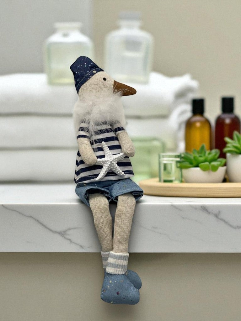 Deko Möwe aus Stoff Kantenhocker H:30cm
Design: Beach
Farbe: Blau
L:8cm B:6cm H:30cm