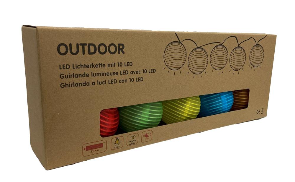 LED Lichterkette Outdoor mit farbigen 
Nylon Balls 
D: 7cm mit 10 LED