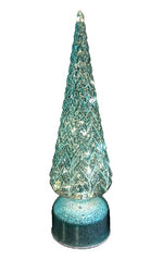 LED Glas DekoTannenbaum rotierend türkis, transparent mit 20 LED