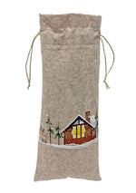 Weinflaschenbeutel Xmas aus Filz in Grau mit Weihnachtsmotiv H31cm