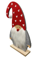 Deko Weihnachtsmann auf Holzsockel zum Stellen, Farbe: Rot / Weiss