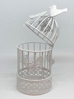 Deko Blumenkäfig weiss 
aus Metall mit Schmetterlingen
Grösse D10cm H22.5cm