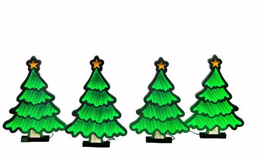 LED Figur Tannenbäume mit Infinity Effekt, 4er Set verbunden. Zum Einstecken