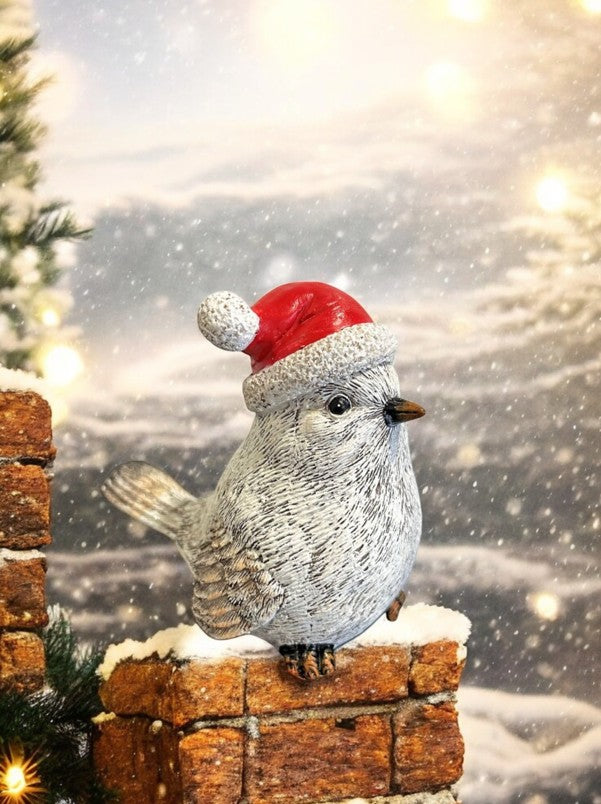 Deko Vogel mit roter XMAS Mütze